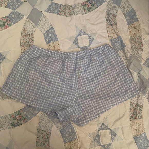 Brandy Melville Blue Gingham Heart Shorts - Picture 2 of 3